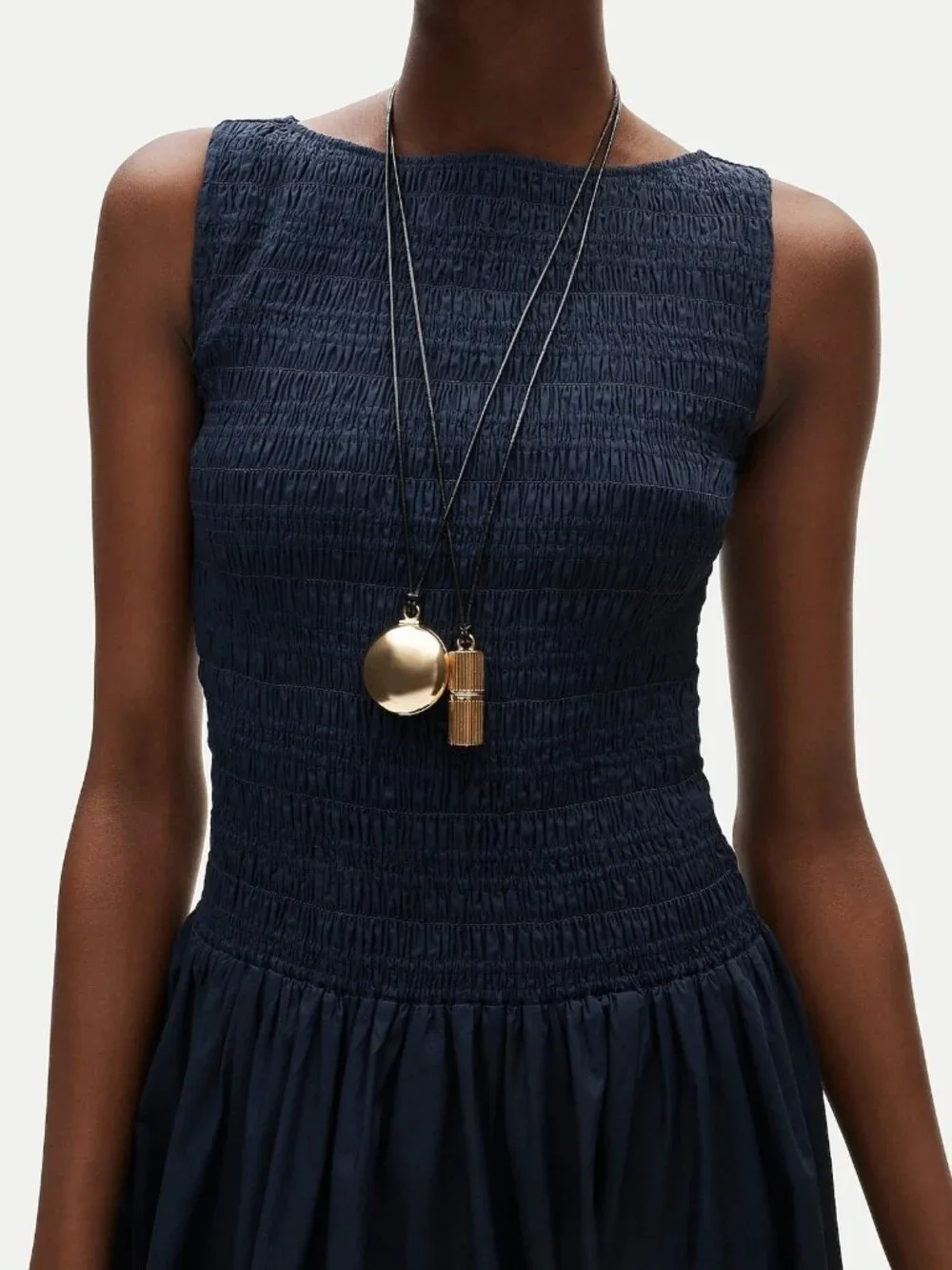 J. Crew Navy Blue Lina Sleeveless Smocked Midi Dress PXXS NWT
